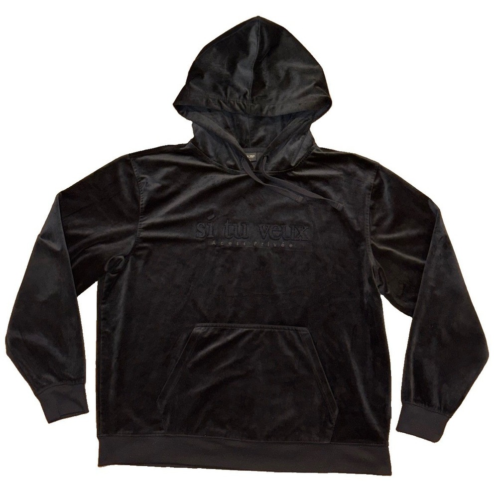 Si Tu Veux Acces Privee Black Velvet Hoodie Size Men's XL